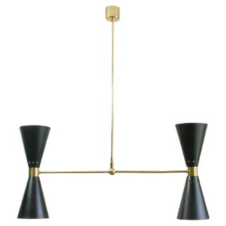 Mid-Century French Black Diabolo Double Cone Pendant, 1950s For Sale