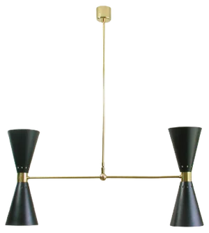 Mid-Century French Black Diabolo Double Cone Pendant, 1950s
