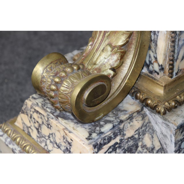 19th C French Regency Style Breche Violet Marble and Bronze Pedestal For Sale - Image 9 of 17