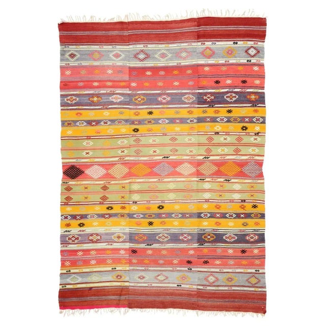Brick Red Vintage Turkish Kilim Rug, 05'07 X 07'10 For Sale - Image 8 of 8