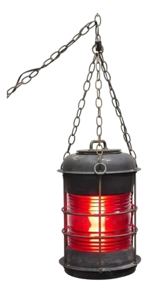 Antique Durkee Marine Ship Lantern Fixture Red Fresnel Pendant Chandelier (B)