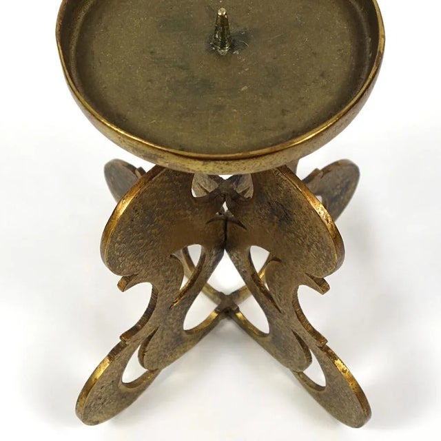 Copper Mid-Century Modern Heavy Black Copper High Table Model Candleholder For Sale - Image 8 of 11