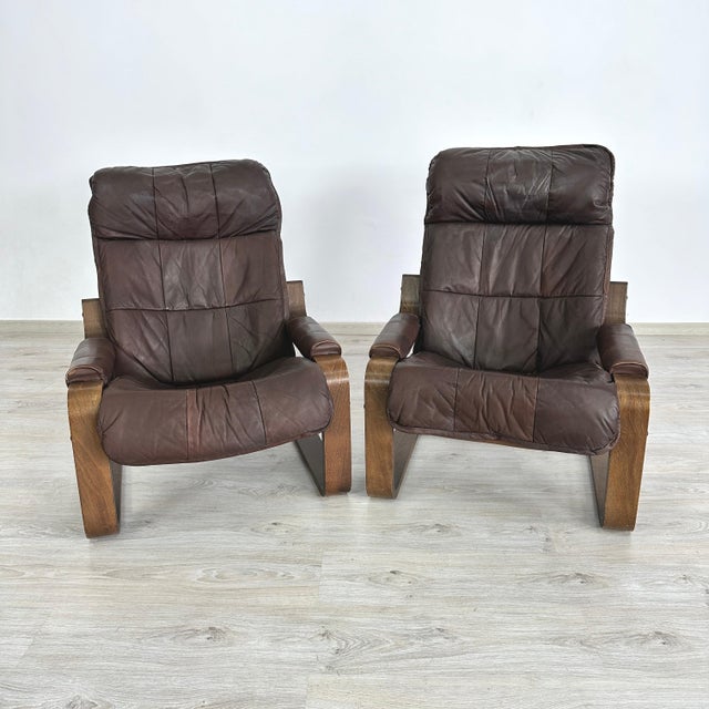 Westnofa Furniture Leather Armchairs Attr. To Arnt Lande for Westnofa - A Pair For Sale - Image 4 of 18