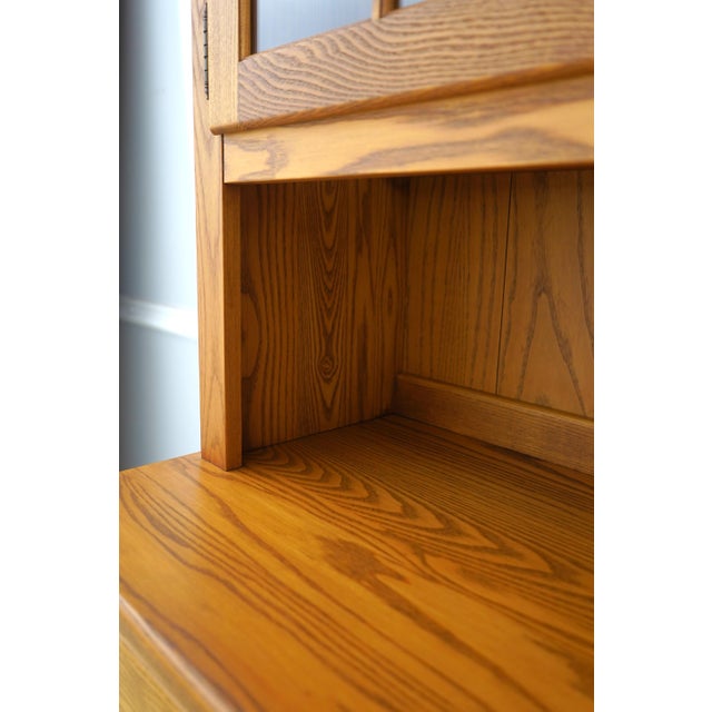 Brown Country Oak 2 Piece Stepback Cupboard Hutch For Sale - Image 8 of 18
