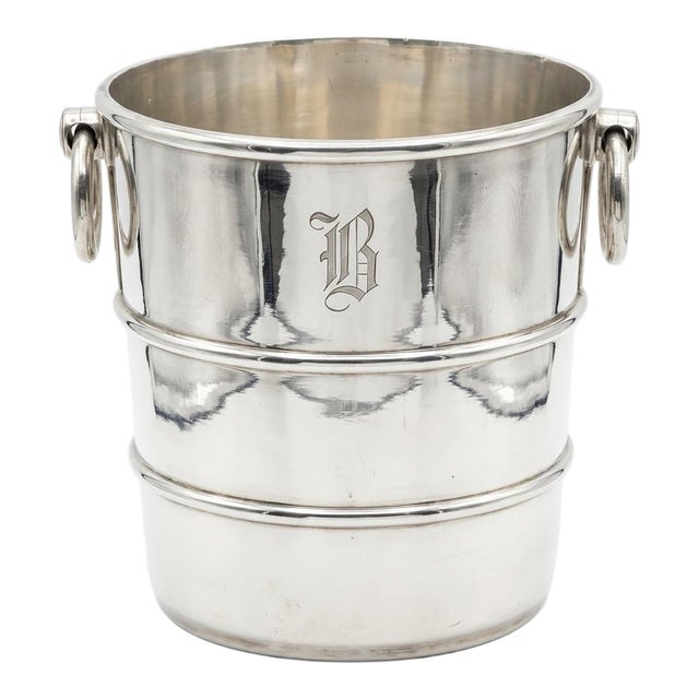 Gorham Hotel Silver Ice Bucket Dated 1927, Ring Handles and "B" Monogram For Sale