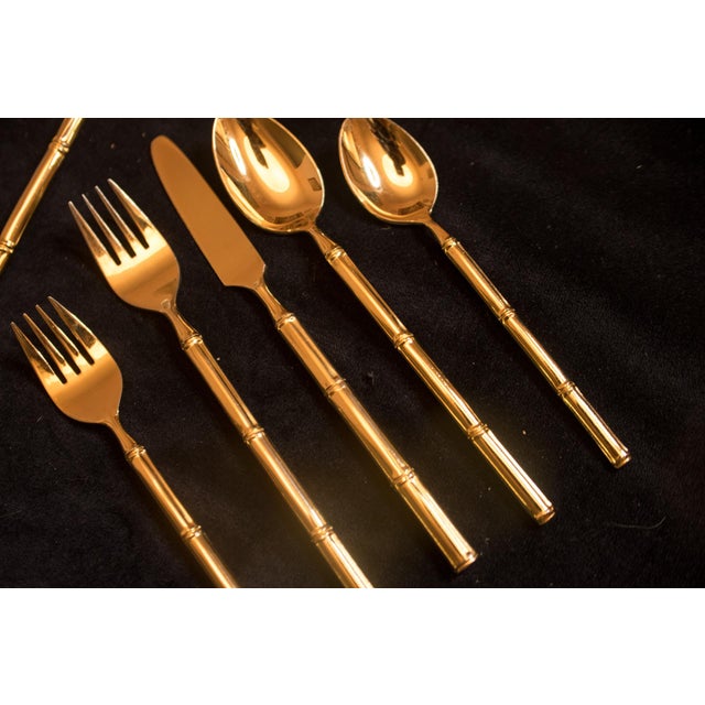 Vintage Stanley Roberts Gold Bamboo Flatware Service for 8 With Serving Spoons - 42 Pieces For Sale In Washington DC - Image 6 of 12