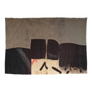 Vintage Slovenian Abstract Tapestry in Black and Brown Tones - Rug & Kilim For Sale