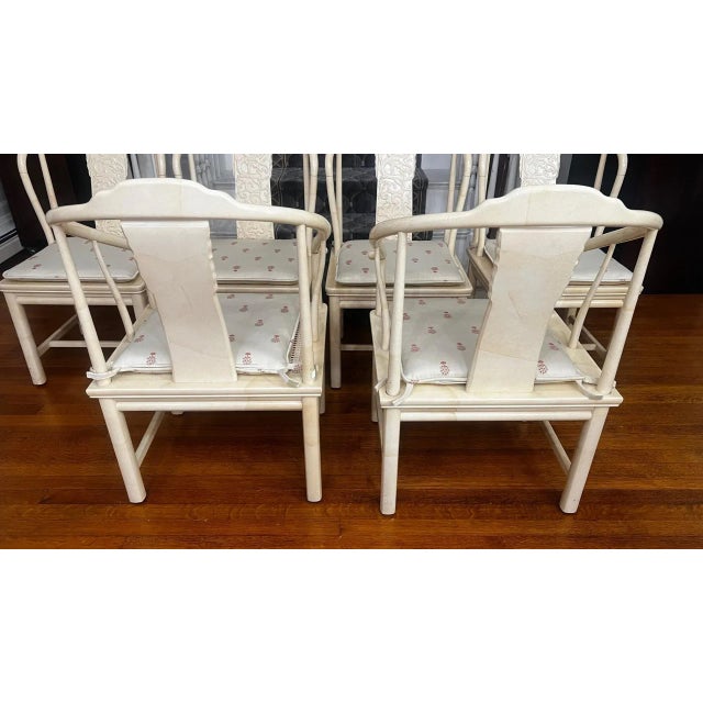 Wood 1980s Henredon Folio 16 Faux Goatskin Dining Chairs- Set of 6 For Sale - Image 7 of 12