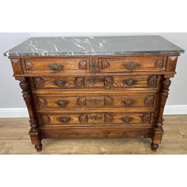 Metal French Style Chest of Drawers with Marble Top For Sale - Image 7 of 18