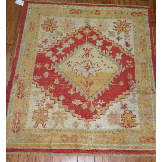 Early 20th Century Antique Square Turkish Oushak Rug - 4' x 4'6" For Sale - Image 5 of 6