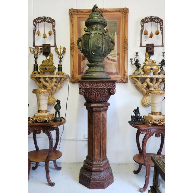 19th Century Palatial Japanese Meiji Period Patinated Bronze Hand Chiseled Incense Burner. A koro or censer originating...