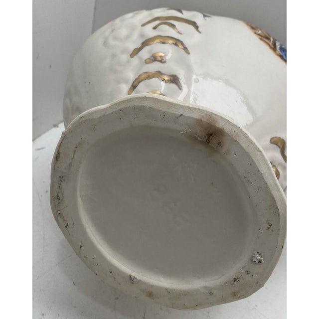 Vintage Victorian Style Ceramic Pitcher & Wash Basin Set – Courting Couple Motif, Gold Gilt For Sale - Image 10 of 11