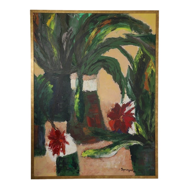 Mid Century Floral Still Life Signed Springer For Sale