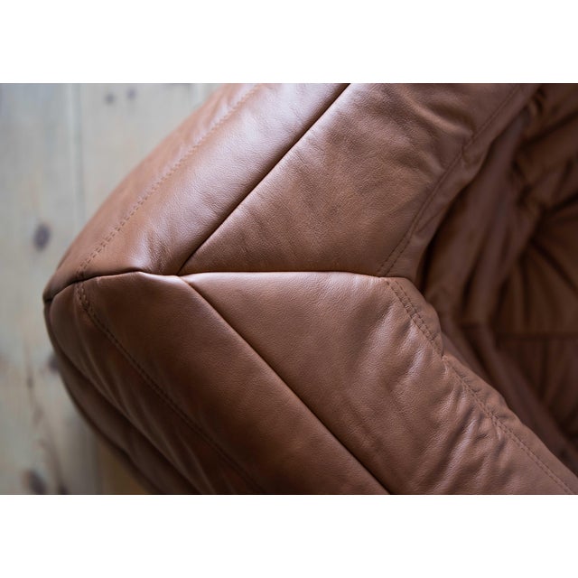 Brown Leather Togo Living Room Set by Michel Ducaroy for Ligne Roset, Set of 5 For Sale - Image 10 of 18