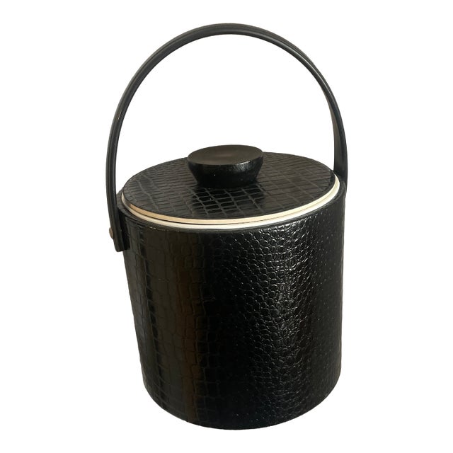 Black Faux Alligator Ice Bucket For Sale