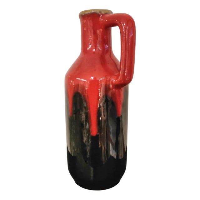 Red and Black Fat Lava Vase from Carstens Tönnieshof, West Germany For Sale