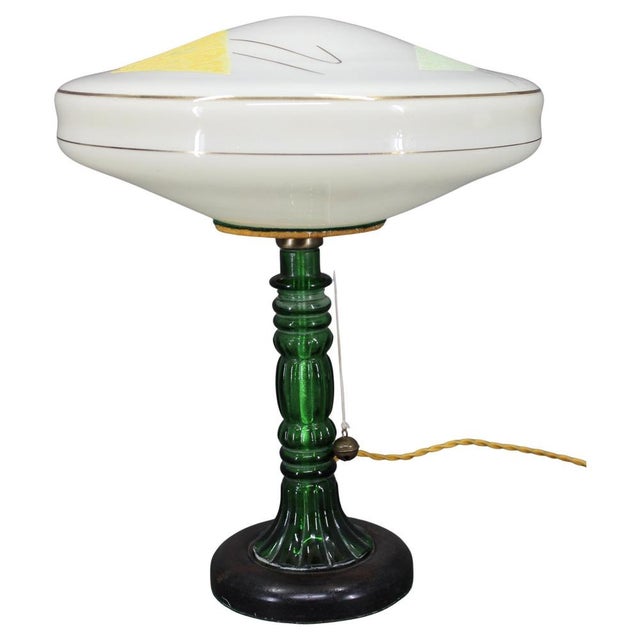 Glass Table Lamp with Glass Shade, 1940s For Sale - Image 9 of 9