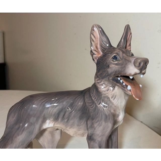 Vintage Dahl Jensen 1087 Copenhagen Denmark Porcelain German Shepherd Dog Statue For Sale In New York - Image 6 of 13