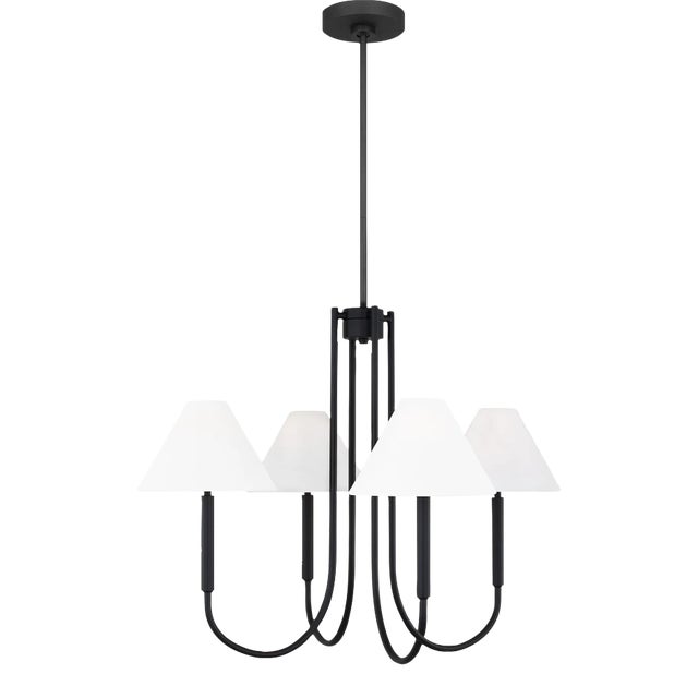 Visual Comfort Studio Porteau 5-Light Medium Chandelier in Midnight Black For Sale