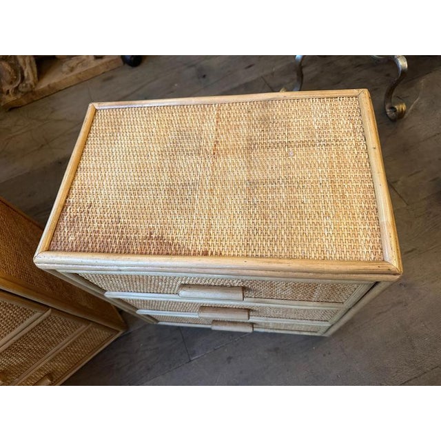 French Bamboo and Rattan Bedside Drawers, 1970s, Set of 2 For Sale - Image 10 of 13