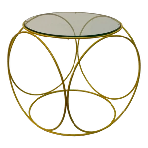 1960s Op Art Glass and Steel Rod Accent Table