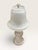 Vintage Art Deco Style Frosted Glass Ribbed Table Lamp With Matching Shade For Sale - Image 4 of 11