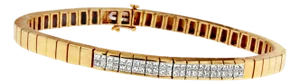 14K Yellow Gold Princess Cut Diamond Banded Bracelet (1.00 cttw, G-H Color, VS1-VS2 Clarity)