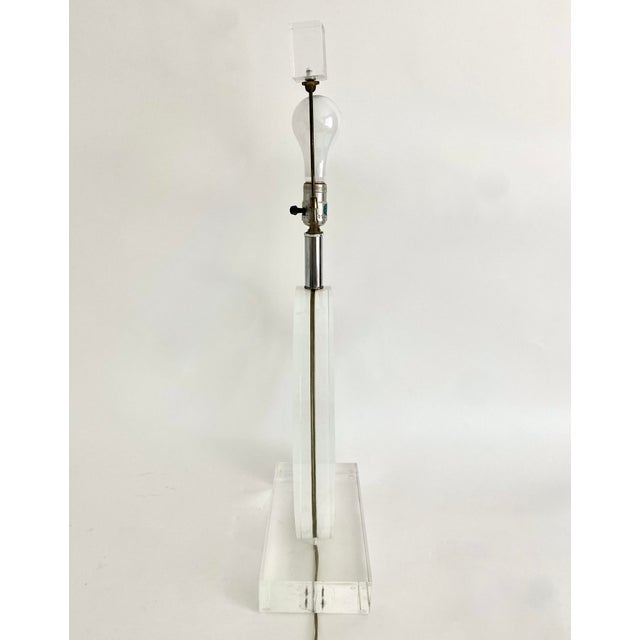 Transparent 1970s French Lucite Karl Springer Style Lamp Signed Marlee For Sale - Image 8 of 8