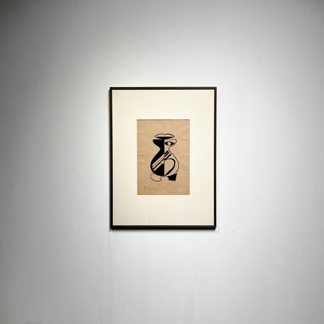 Hans Haffenrichter linocut — “op 23/23 (Tanzschild),” 1923, a rare early Bauhaus-period print on brownish Japan paper,...