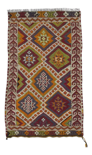 Vintage Embroidered Kilim Rug - 2'8" x 4'7"