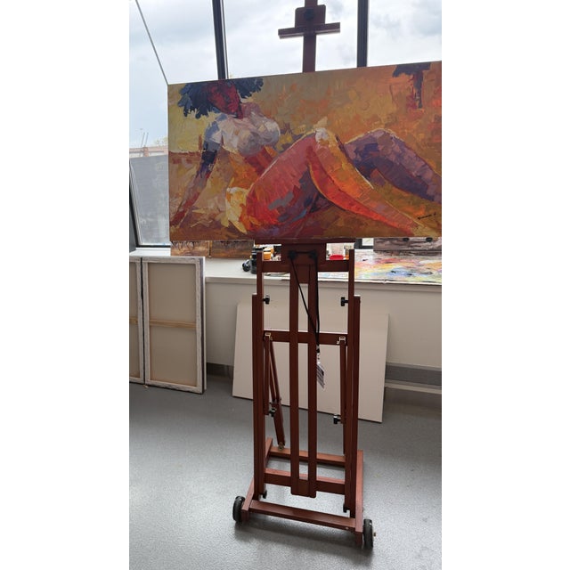 Art Deco At Ease in Her Own Light, by Godfrey Afebuame , Oil Painting With Knife on Canvas (2026) For Sale - Image 3 of 5