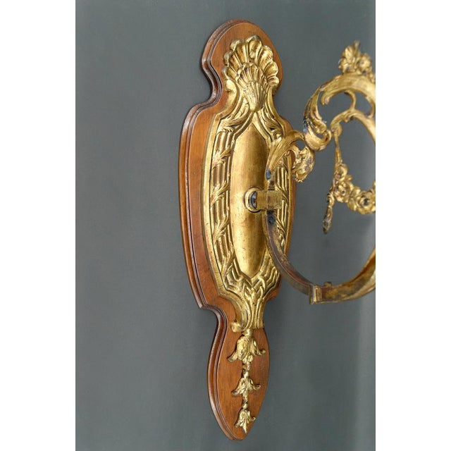 Louis XV Wall Sconces in Walnut Bases and Glass Tulips, 1890s, Set of 2 For Sale - Image 9 of 18