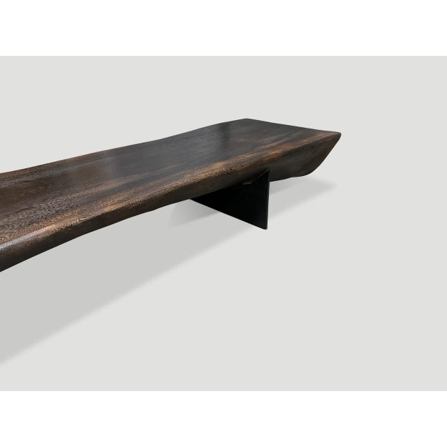 Contemporary Andrianna Shamaris Impressive Long Suar Wood Charred Bench For Sale - Image 3 of 18