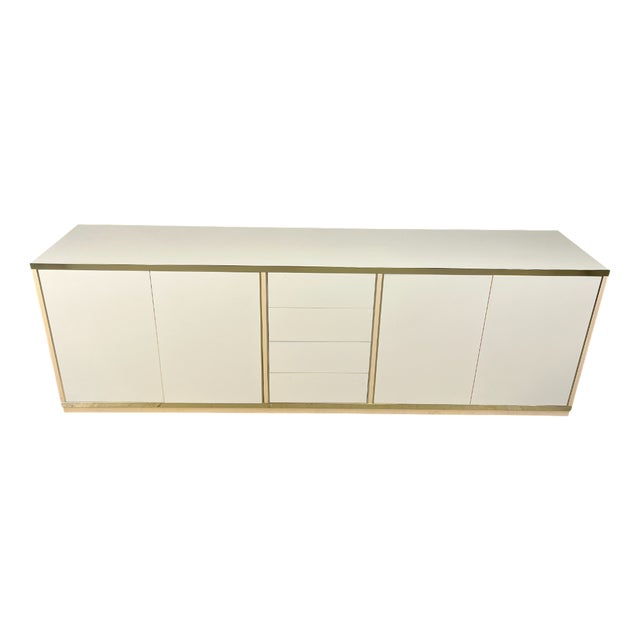 Beige Lacquered Credenza in the style of Jean Claude Mahey, 1970s For Sale