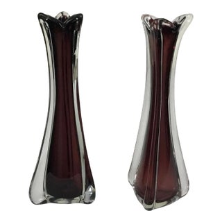 1950s Hand Blown Swing/Stretch Vases - a Pair For Sale