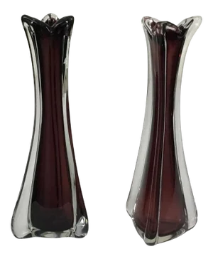 1950s Hand Blown Swing/Stretch Vases - a Pair