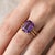 14k Yellow Gold Plated Emerald-Cut Amethyst Statement Ring – Double Band Solitaire Ring, Size 7 For Sale - Image 6 of 6