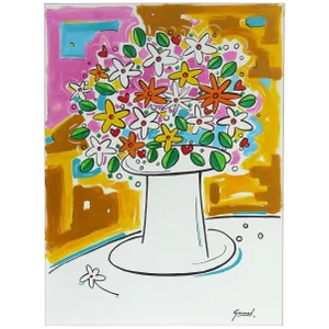 Acrylic on Canvas of a Floral Still Life Titled "Love" by Garmed