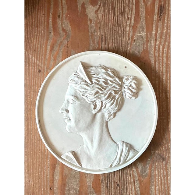 Vintage Bas Relief Portrait of Artemis Medallion For Sale - Image 11 of 12