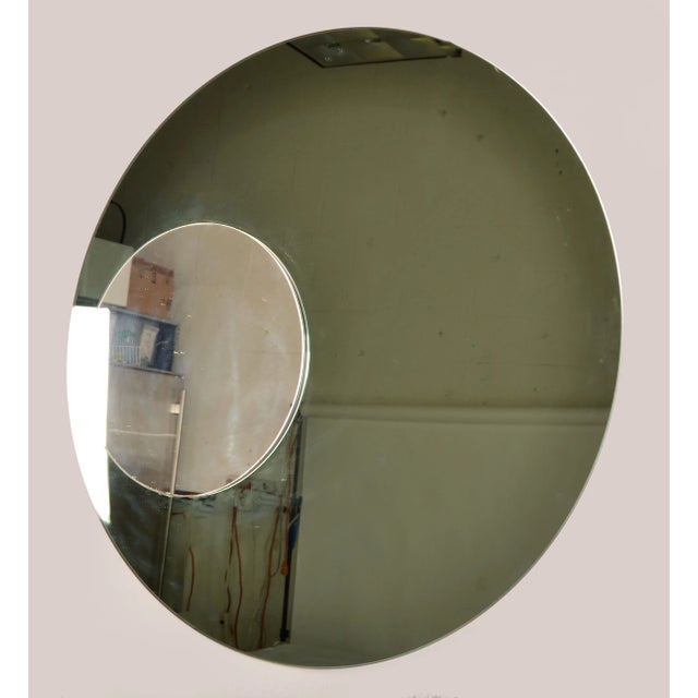 Mid-Century Modern Fontana Arte Style Round Double Glass Wall Mirror Italy Mid-Century Modern 1970 For Sale - Image 3 of 12