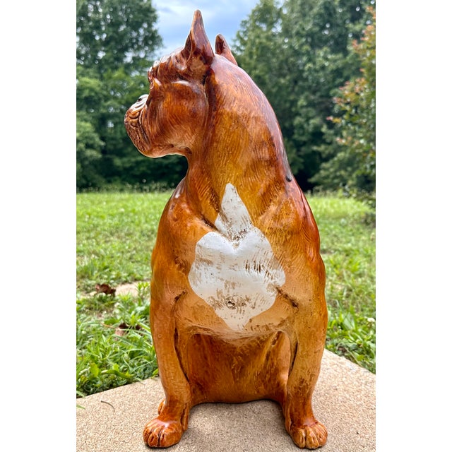 Italian Terracotta Boxer Dog Statue c.1960s For Sale - Image 9 of 17