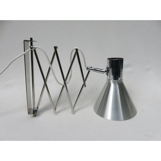 Vintage Chrome-Plated Scissor Lights in Matte Brushed Aluminum, Set of 2 For Sale - Image 6 of 18