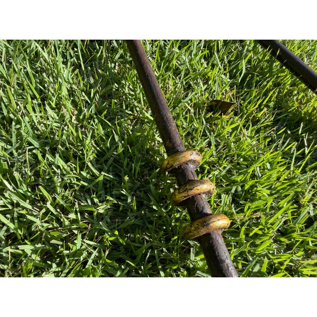 Vintage 30” Sculptural Iron Candlesticks With Aged Patina, Pair For Sale - Image 10 of 12