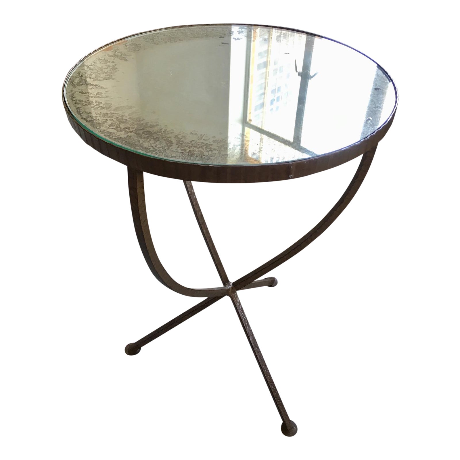 Crate & Barrel Jules Brass & Antique Mirror Accent Table Chairish