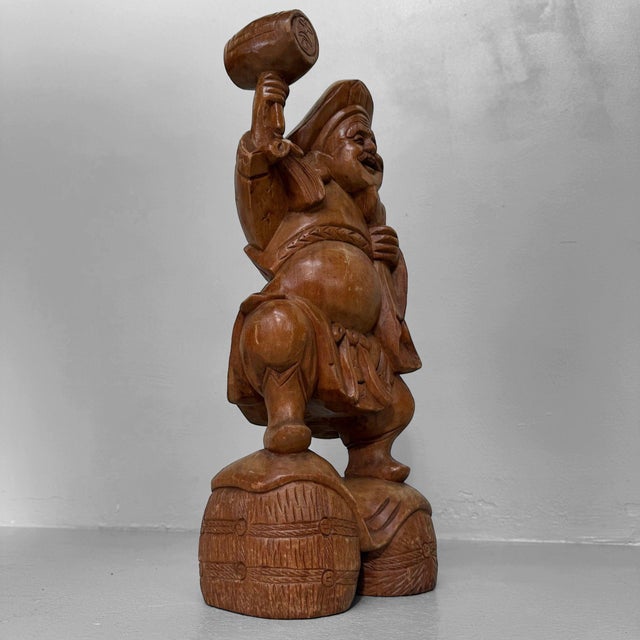 Brown Japanese Wooden Daikokuten Figure, 1960 For Sale - Image 8 of 12