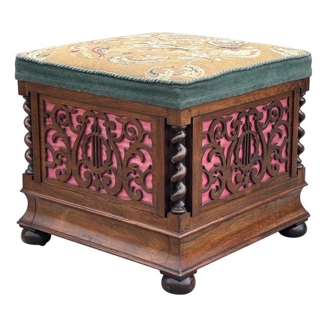 Antique Victorian Rosewood Piano Stool, 1860 For Sale