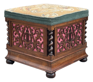Antique Victorian Rosewood Piano Stool, 1860