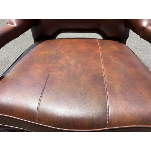 Traditional Leather Wingback Armchair For Sale - Image 10 of 12