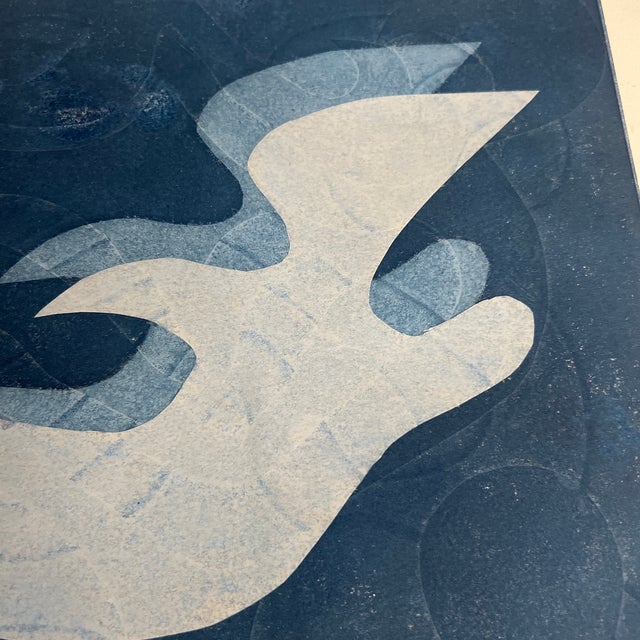 Original Mixed Media Monotype and Collage “L’oiseau I” 1/1, Unframed For Sale - Image 4 of 5