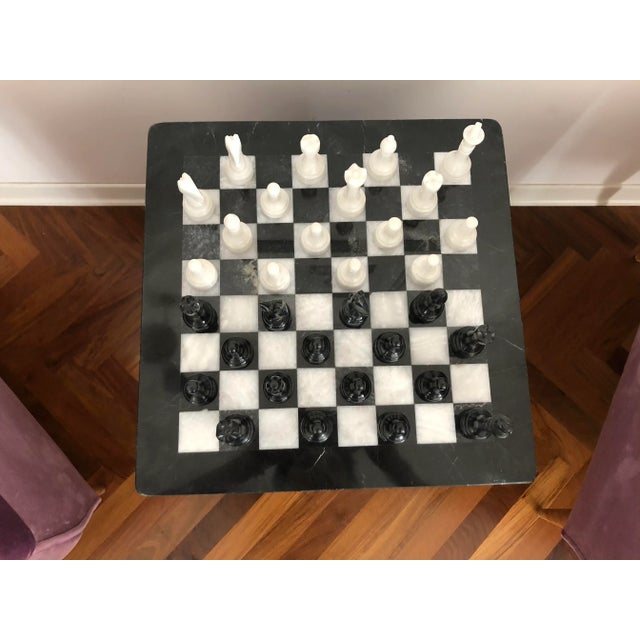 1950s Vintage White and Black Volterra Marble Chess Board, 1950s For Sale - Image 5 of 14